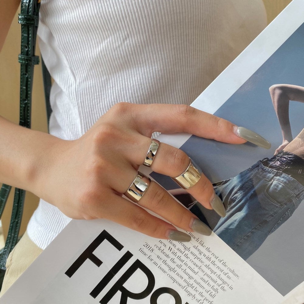 Silver Brushed Band Dainty Ring