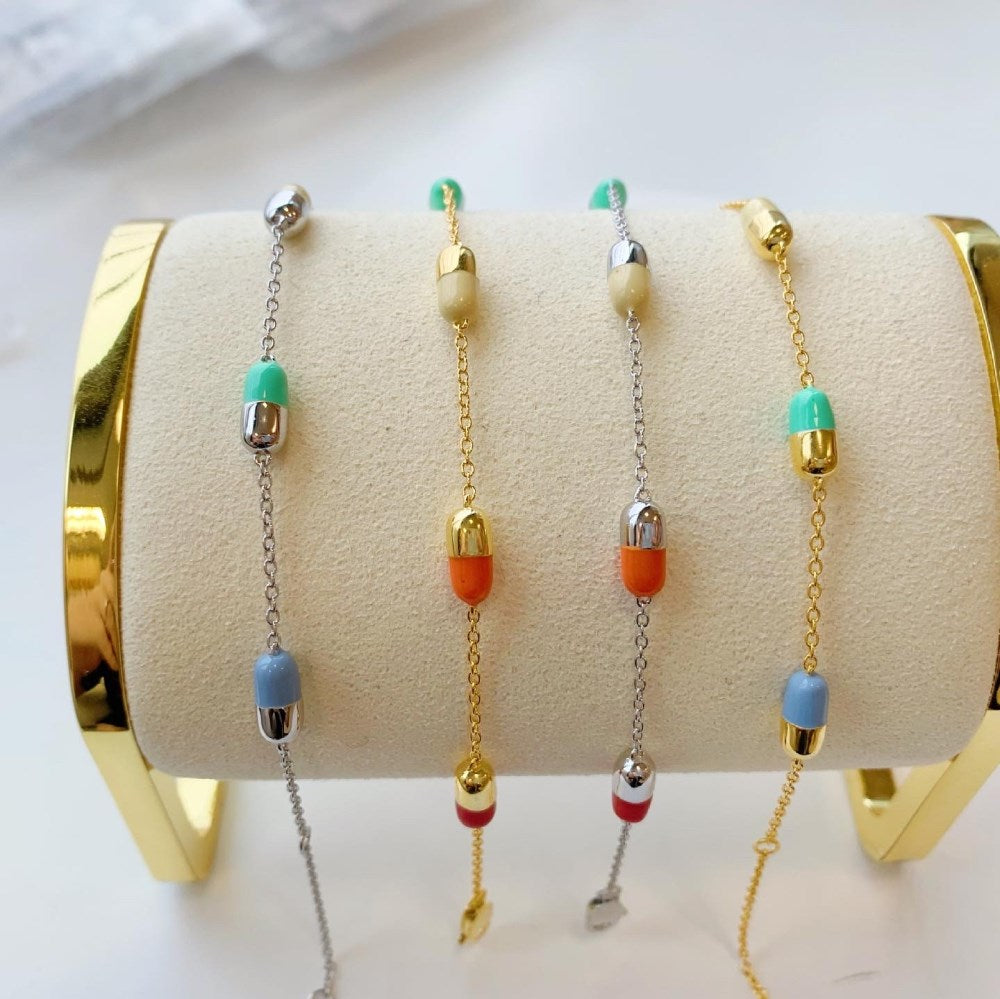 Silver Capsule Charm Bracelet