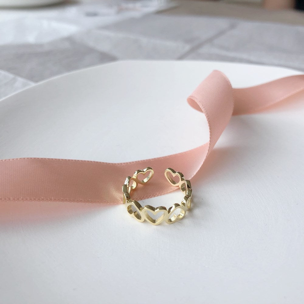 Silver Open Layered Heart Dainty Ring