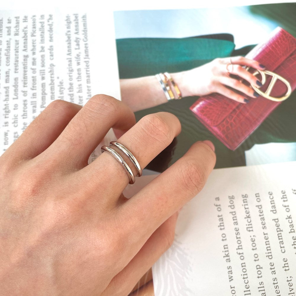 Silver Twisted Open Crossover Ring