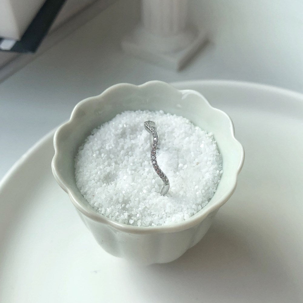 Silver Zircon Round Cut Inlaid Twisted Eternity Ring