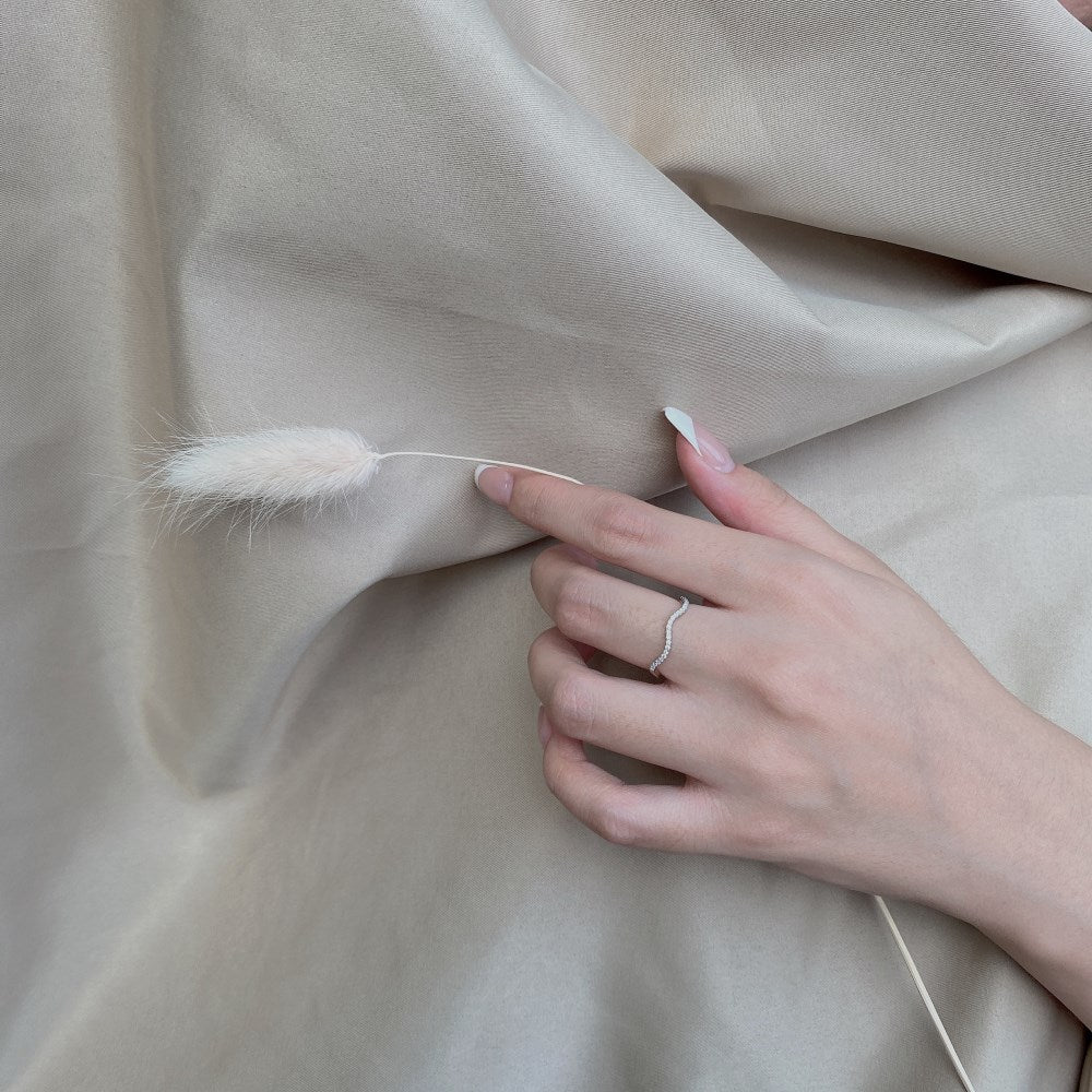 Silver Zircon Round Cut Inlaid Twisted Eternity Ring