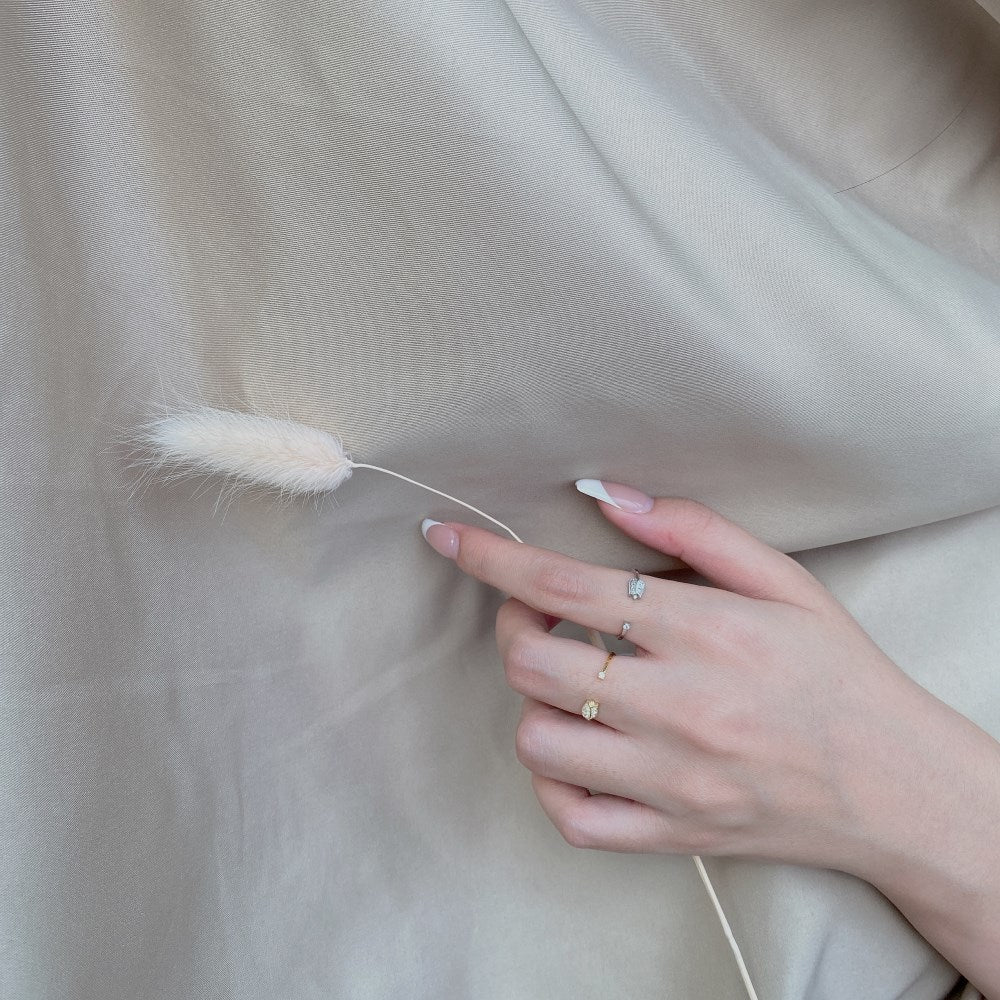 Silver Zircon Round Cut Open Rose Bypass Ring