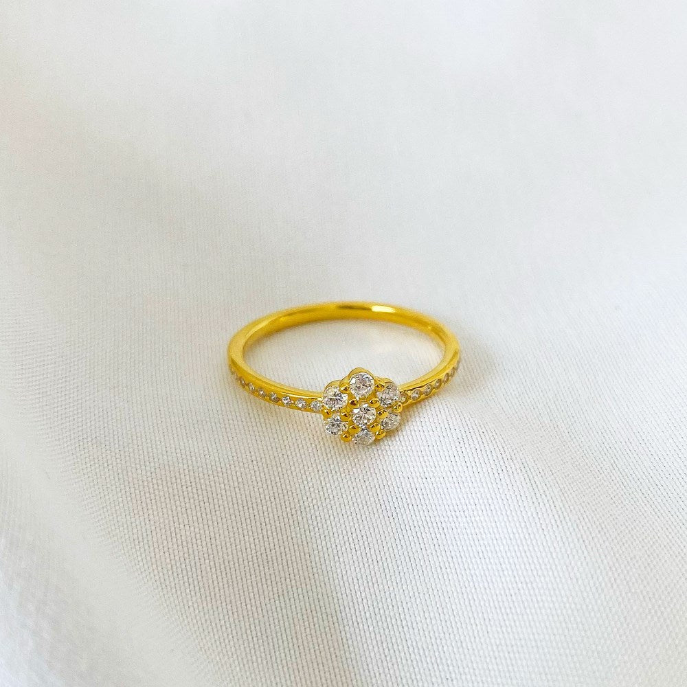 Silver Zircon Round Cut Circle Inlaid Dainty Ring