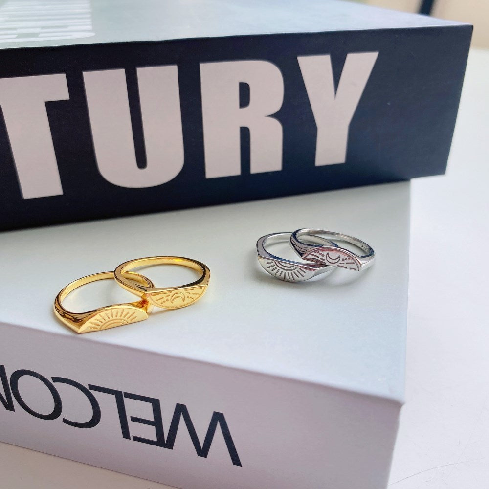 Silver Sliced Duel Wedding Ring