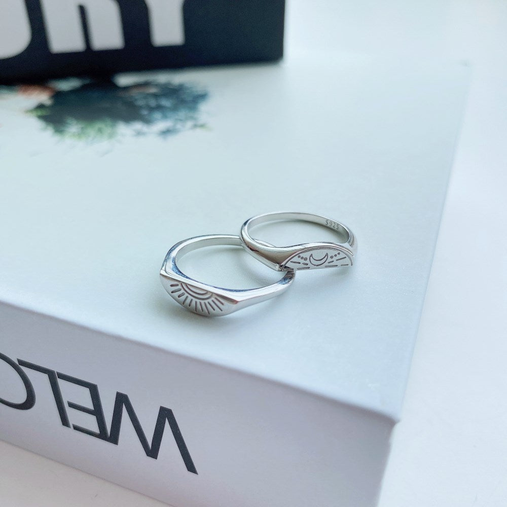 Silver Sliced Duel Wedding Ring