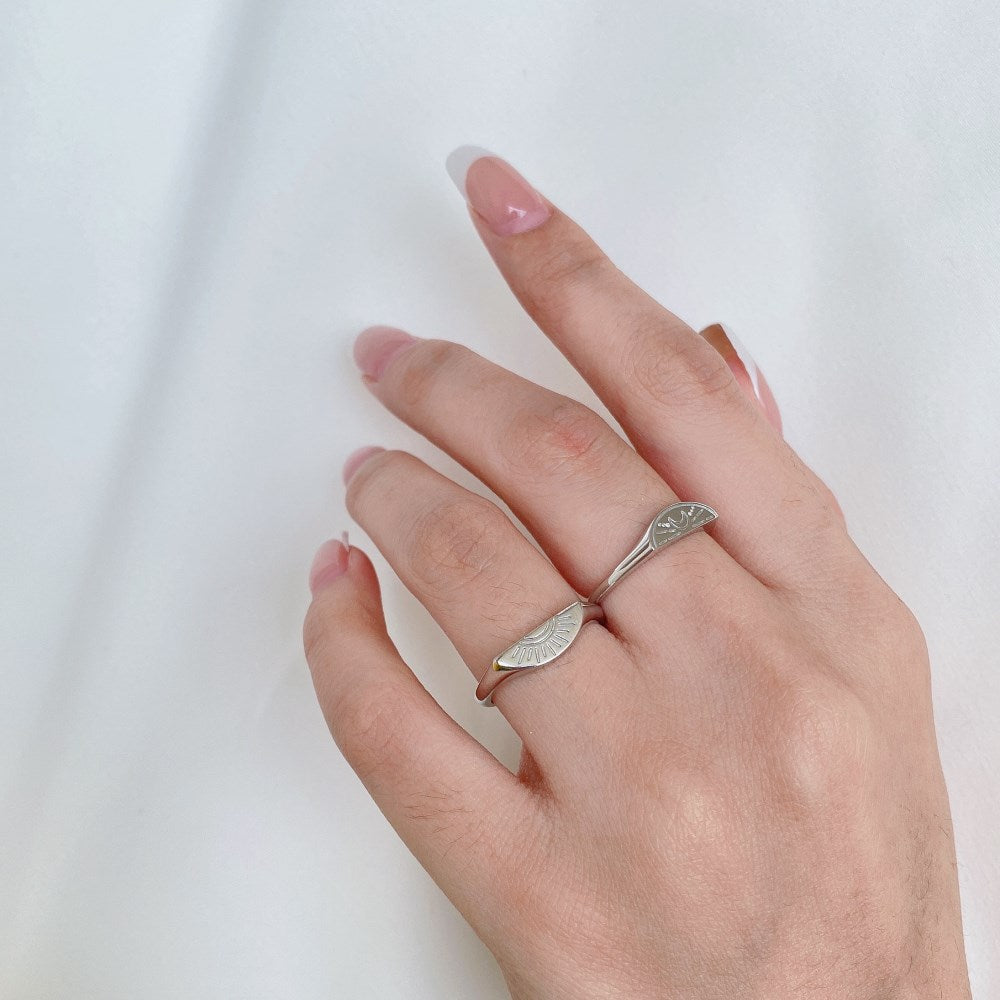 Silver Sliced Duel Wedding Ring