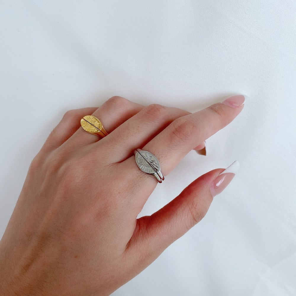 Silver Sliced Duel Wedding Ring