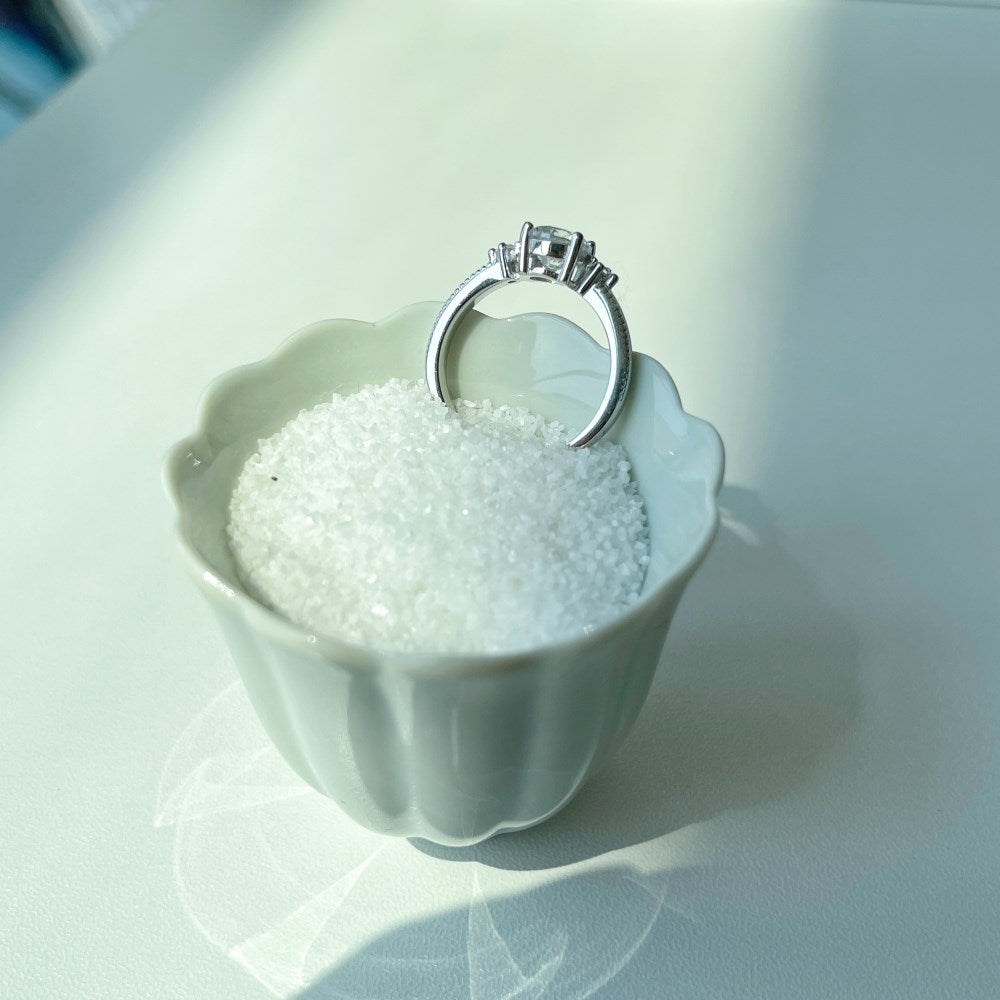 Silver Zircon Round Cut Multi Shape Solitaire Ring