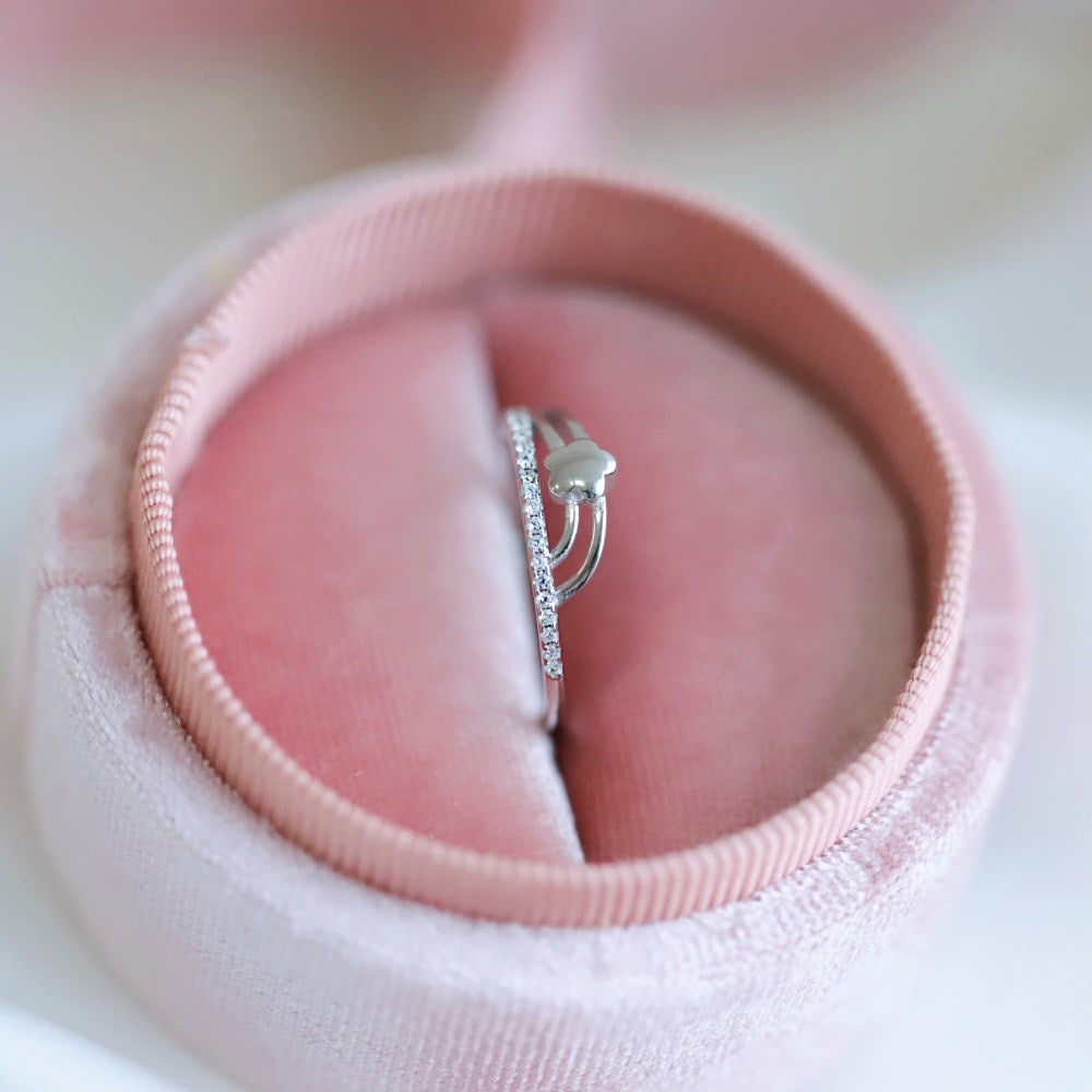 Silver Zircon Round Cut Wrapped Star Dainty Ring