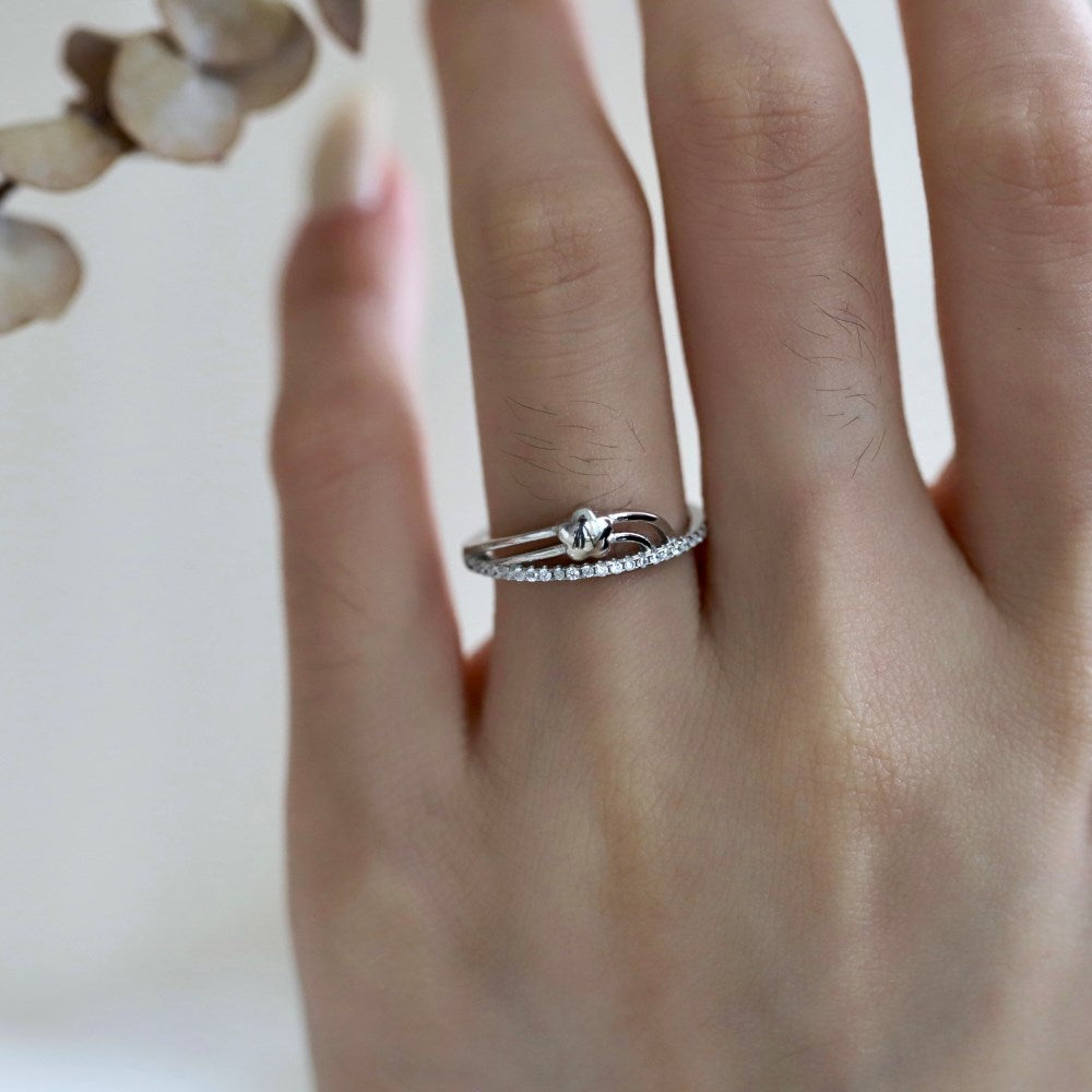 Silver Zircon Round Cut Wrapped Star Dainty Ring