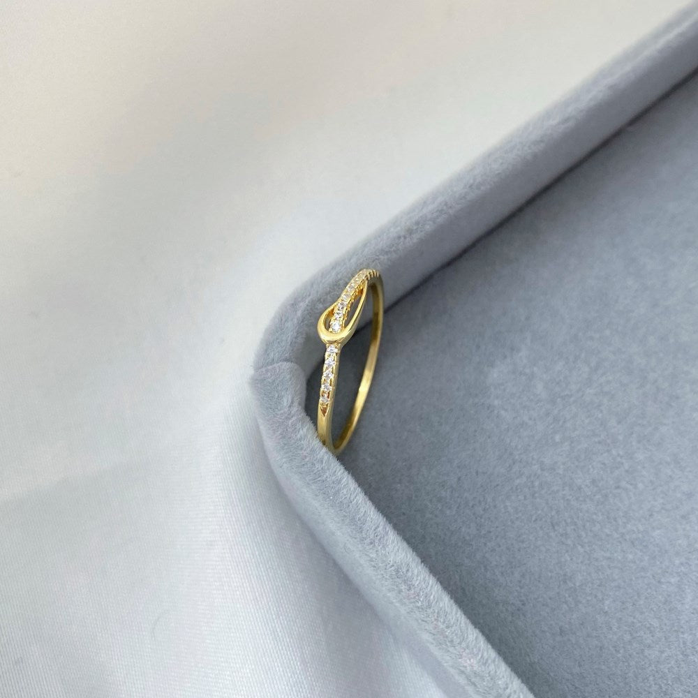 Silver Zircon Round Cut Layered Rope Dainty Ring