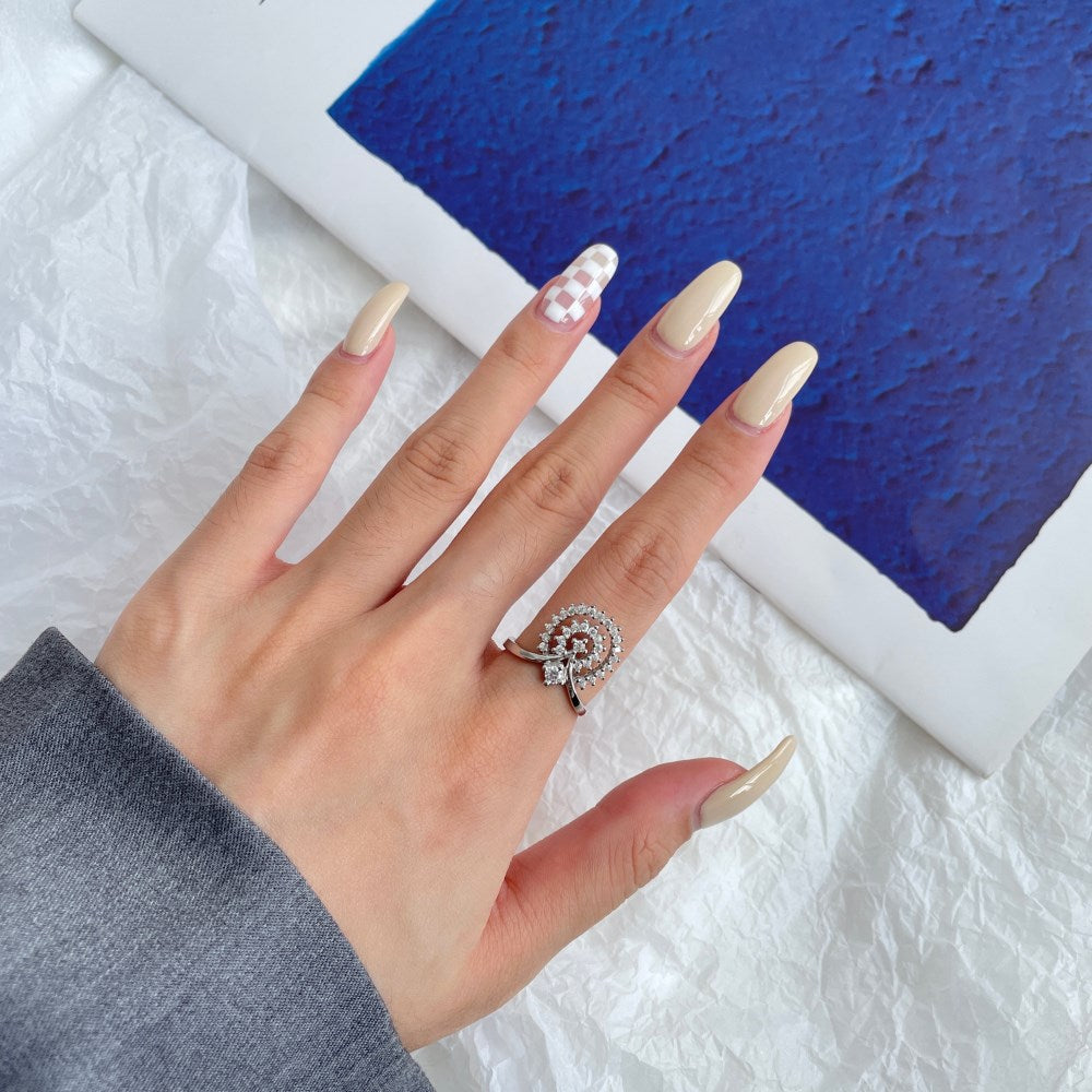 Silver Zircon Round Cut Sunrise Mountain Dainty Ring