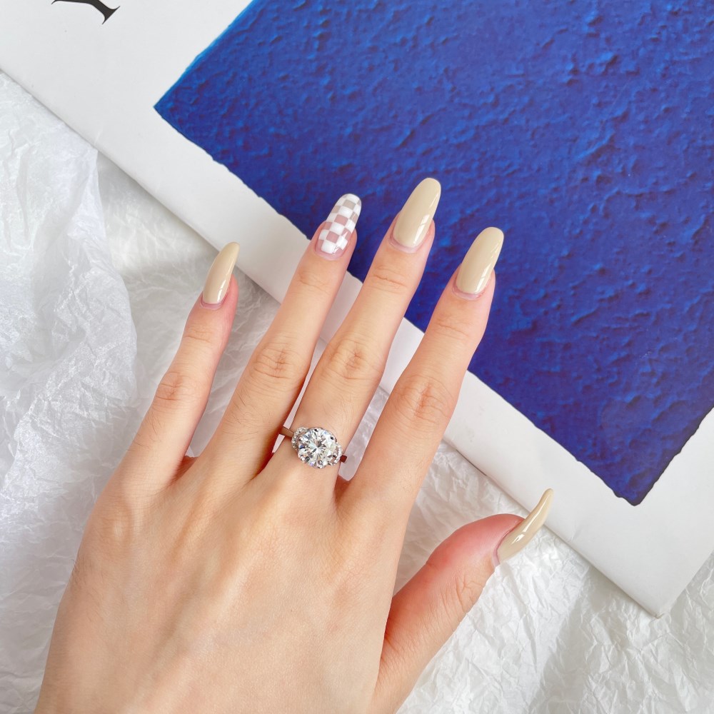 Silver Zircon Round Cut Flower Solitaire Ring