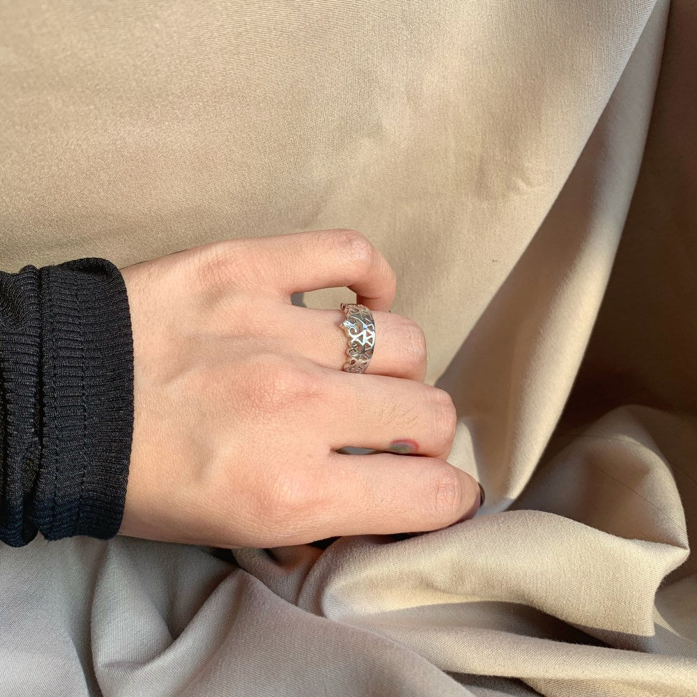 Silver Zircon Round Cut Wrapped Crown Dainty Ring