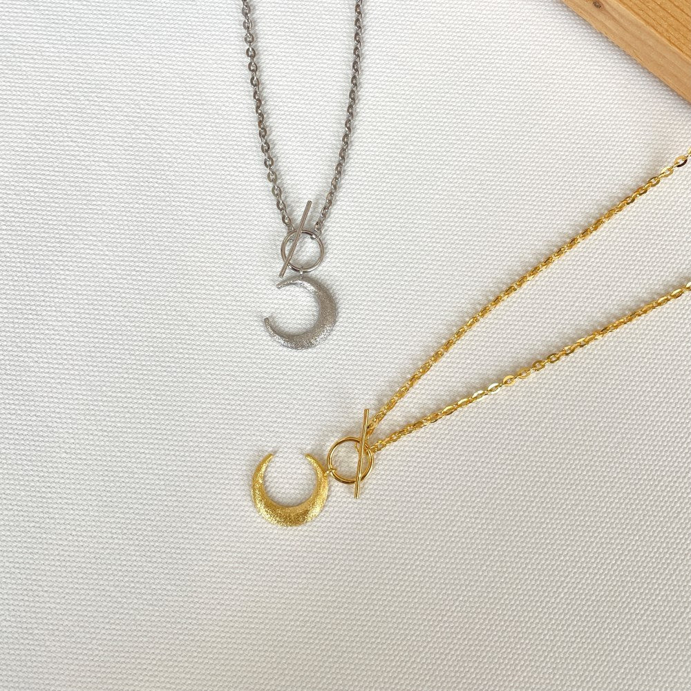 Silver Crescent Pendant Necklace
