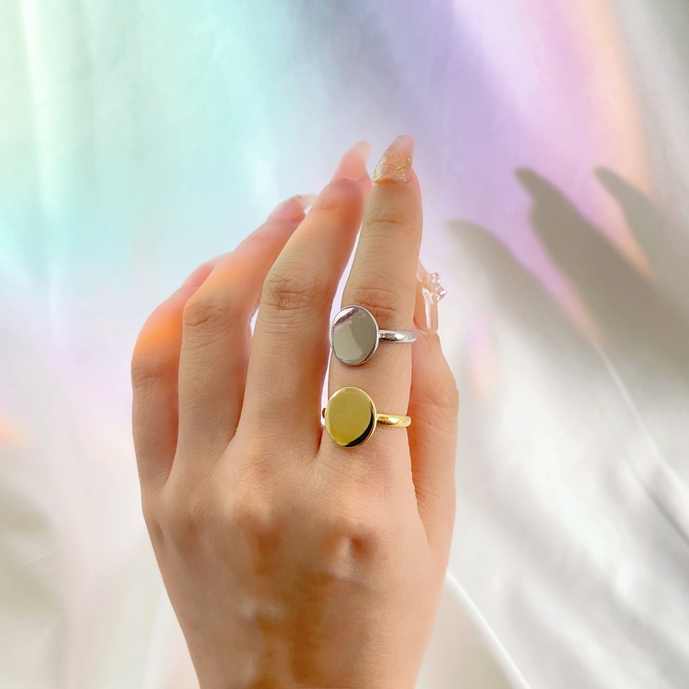 Silver Coin Dainty Ring
