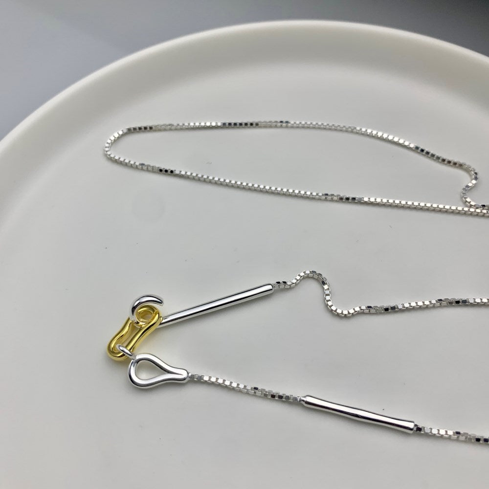 Silver Hook Clasp Pendant Necklace