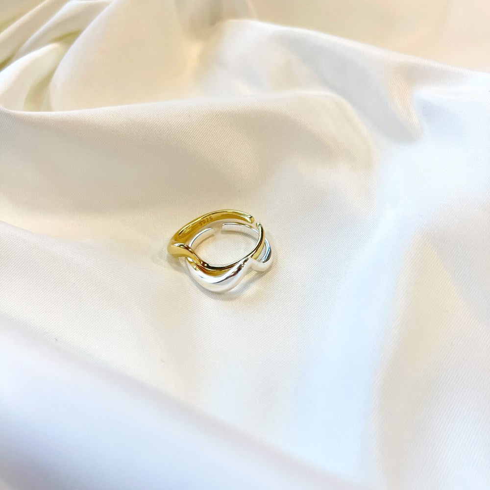 Silver Irregular 2 Connecting Crossover Ring