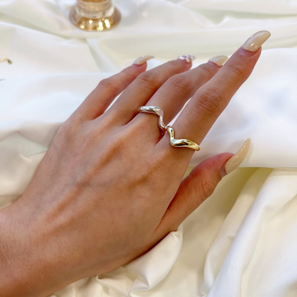 Silver Irregular 2 Connecting Crossover Ring