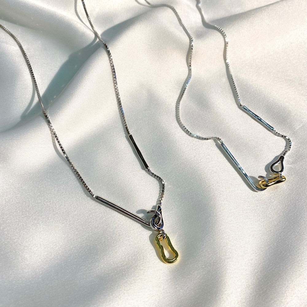 Silver Hook Clasp Pendant Necklace