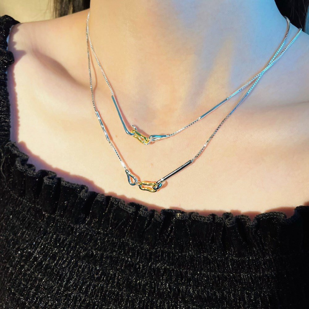 Silver Hook Clasp Pendant Necklace