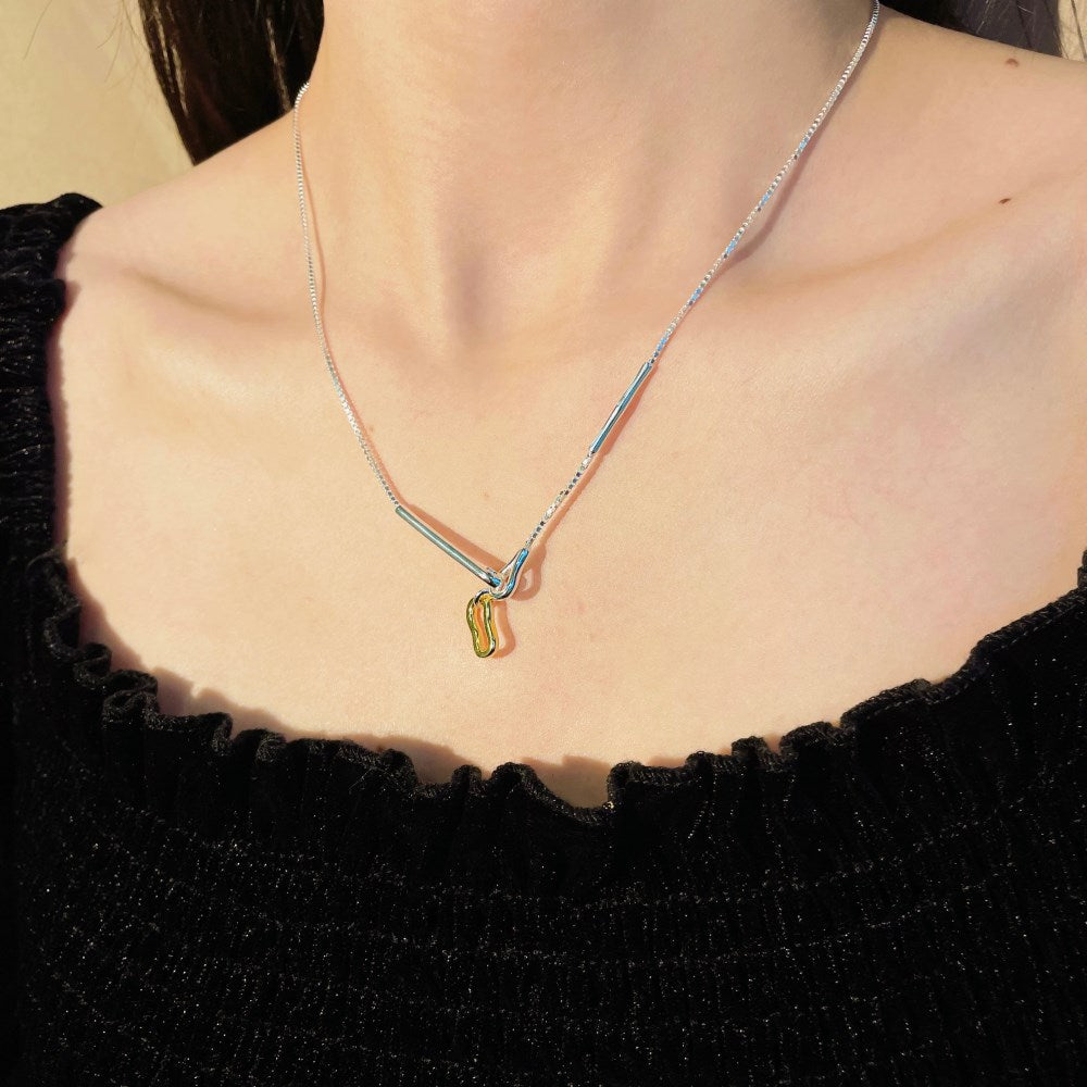 Silver Hook Clasp Pendant Necklace