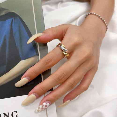 Silver Irregular 2 Connecting Crossover Ring
