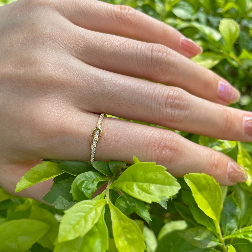 Silver Zircon Round Cut Layered Rope Dainty Ring