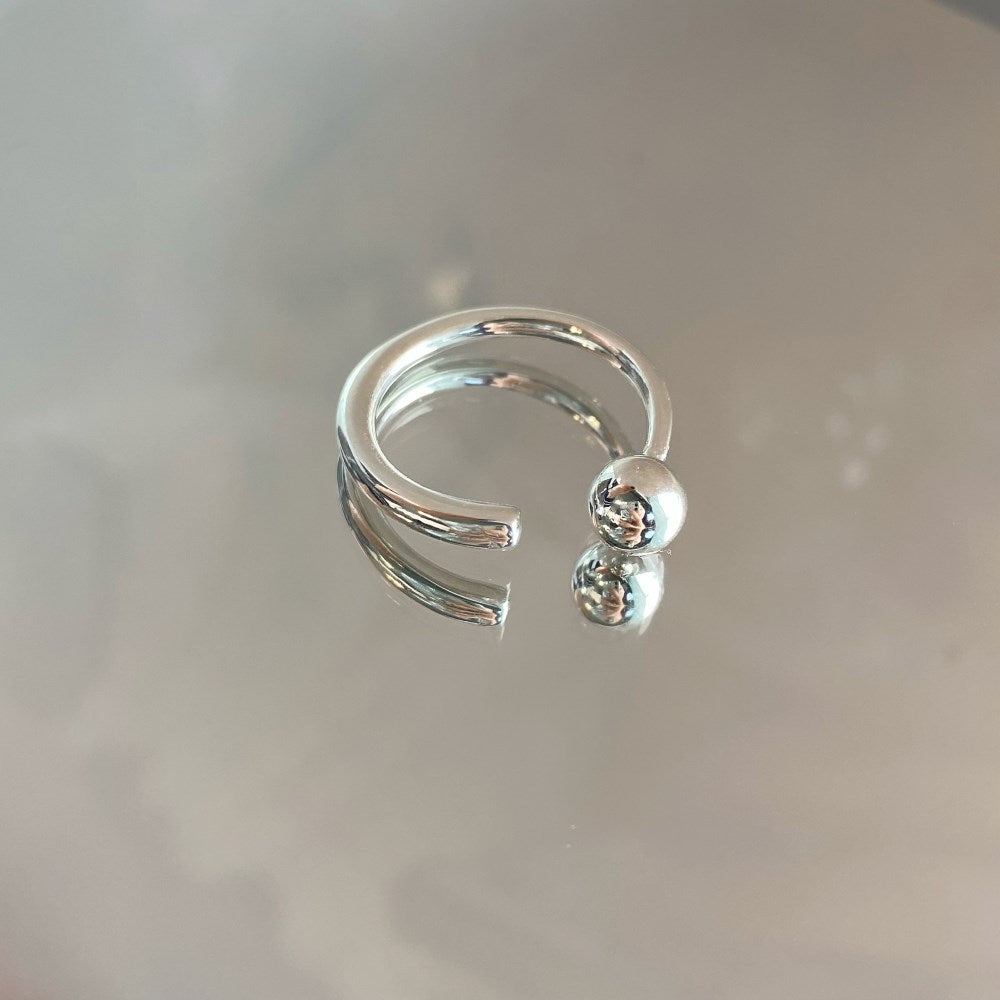 Silver Open Dot Bypass Ring