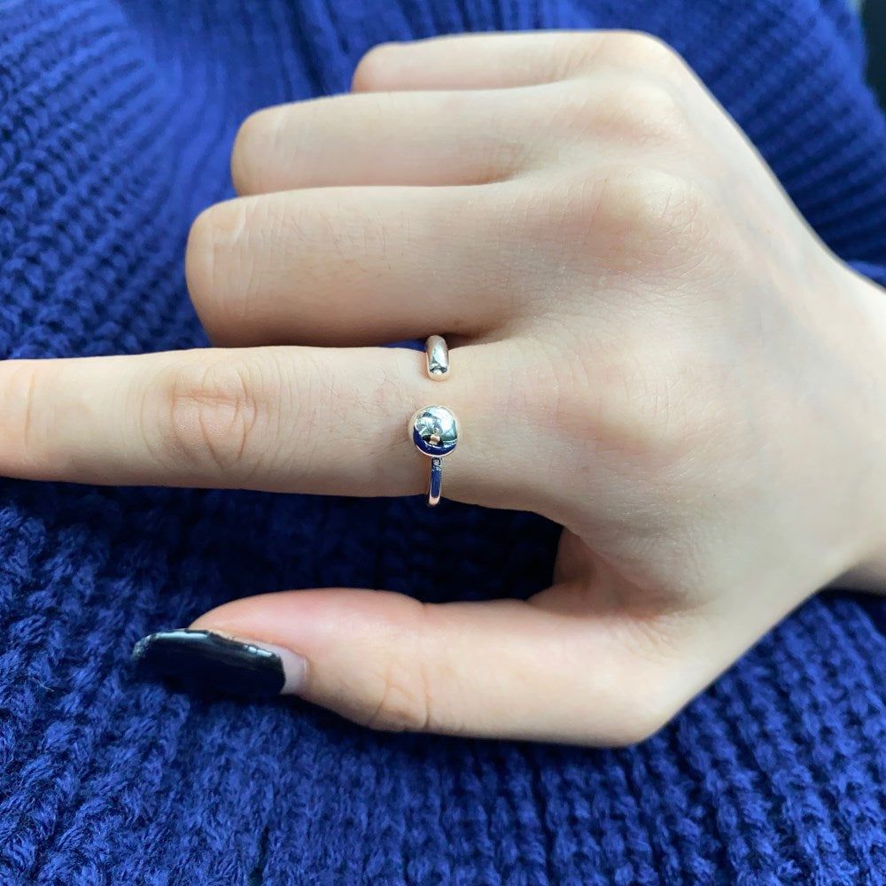 Silver Open Dot Bypass Ring