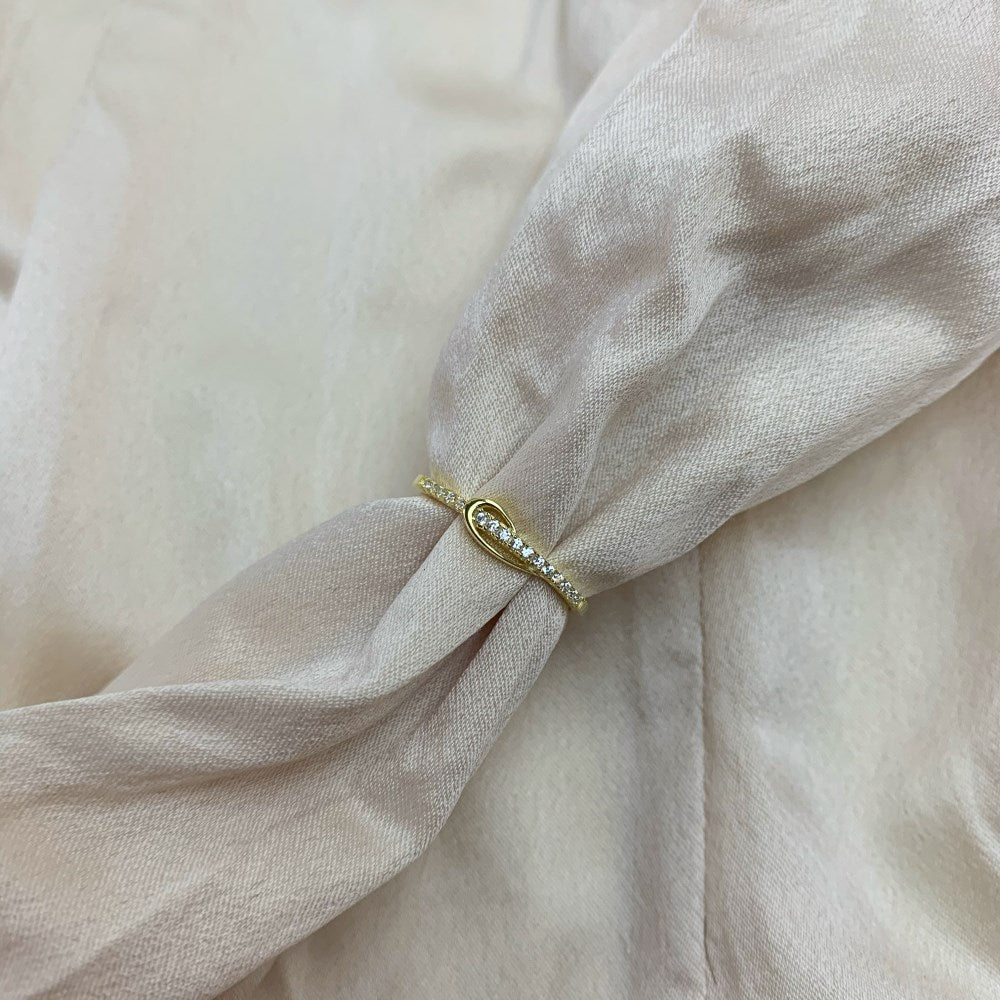 Silver Zircon Round Cut Layered Rope Dainty Ring