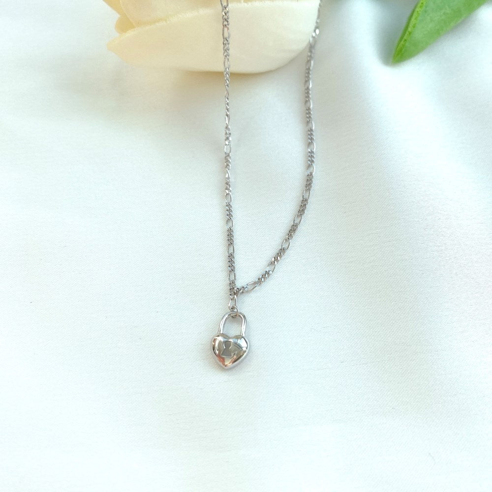 Silver Lock Pendant Necklace