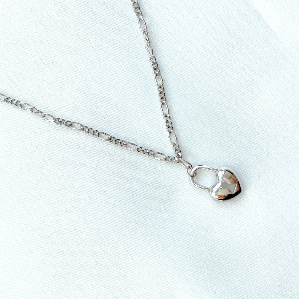 Silver Lock Pendant Necklace