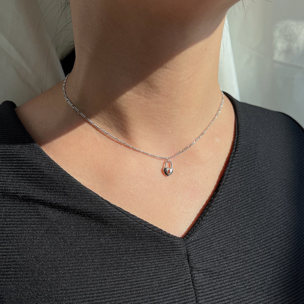 Silver Lock Pendant Necklace