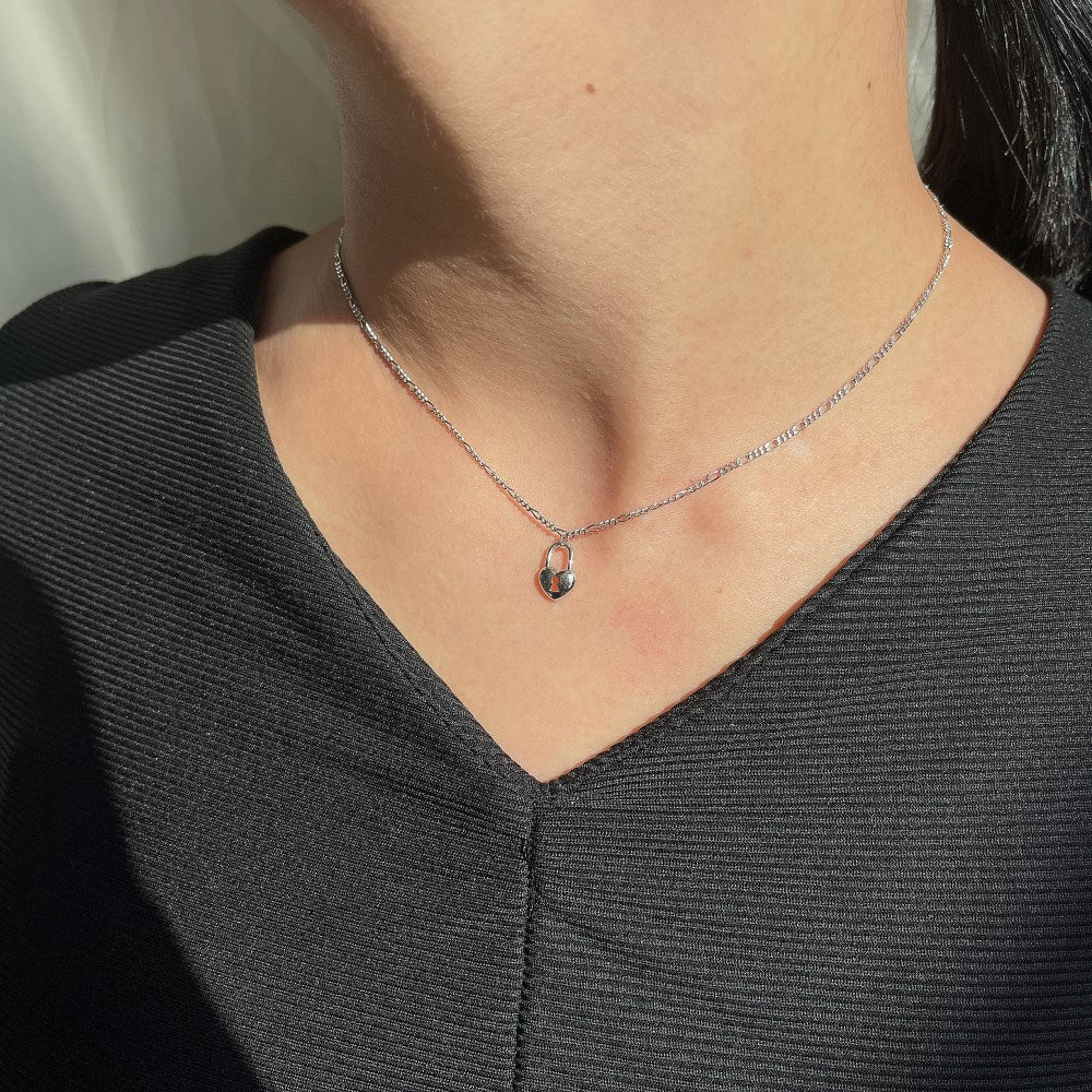 Silver Lock Pendant Necklace
