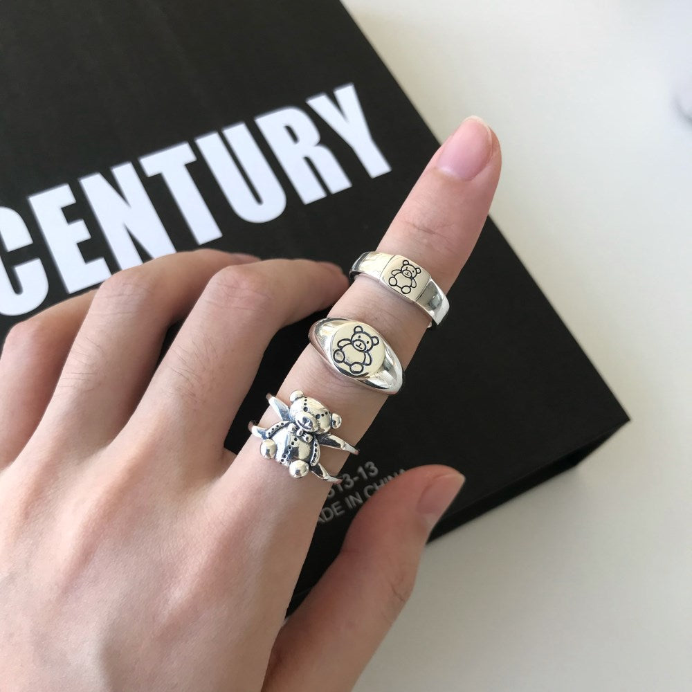 Silver Bear Dainty Ring