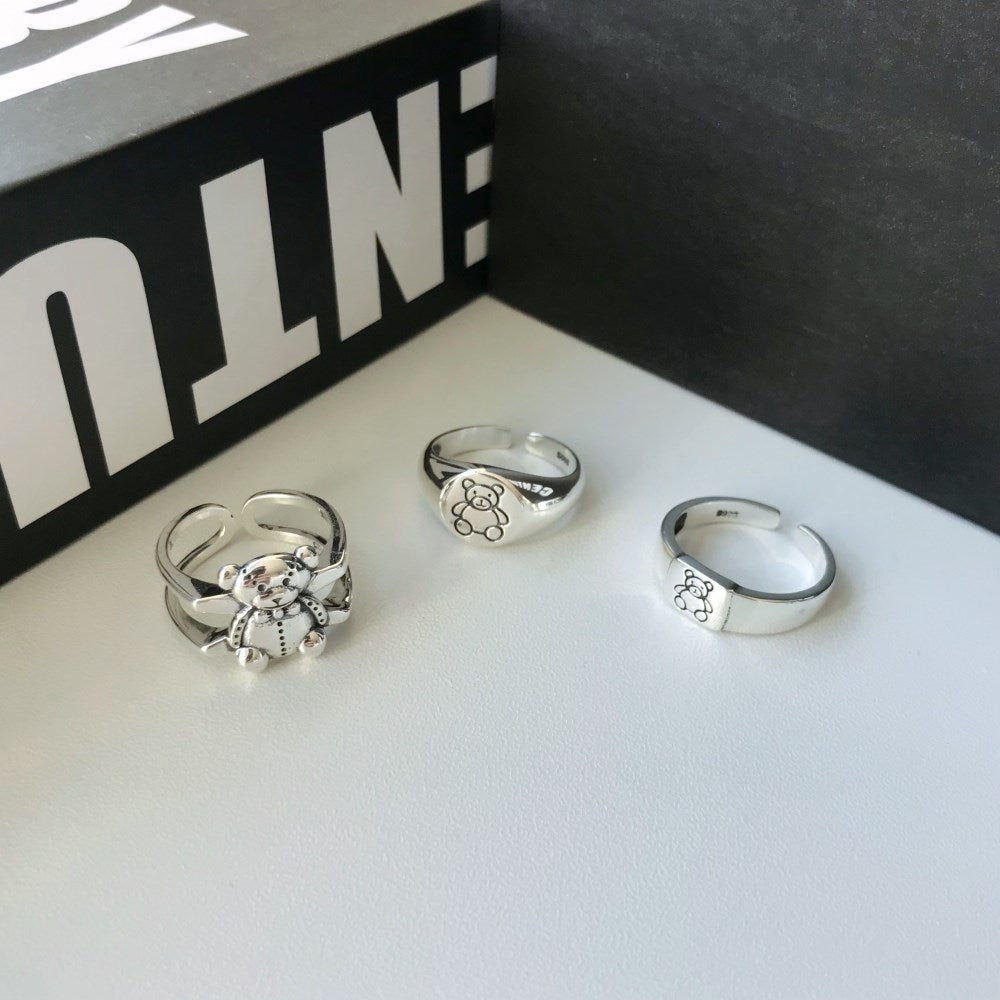 Silver Bear Dainty Ring
