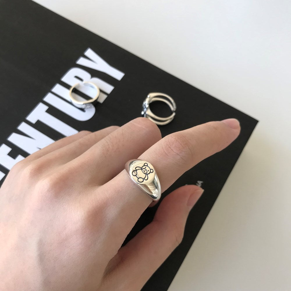 Silver Bear Dainty Ring
