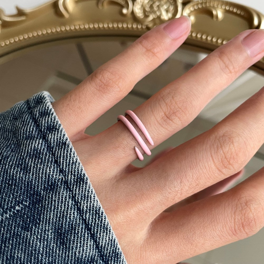 Silver Twisted Double Layer Bypass Ring