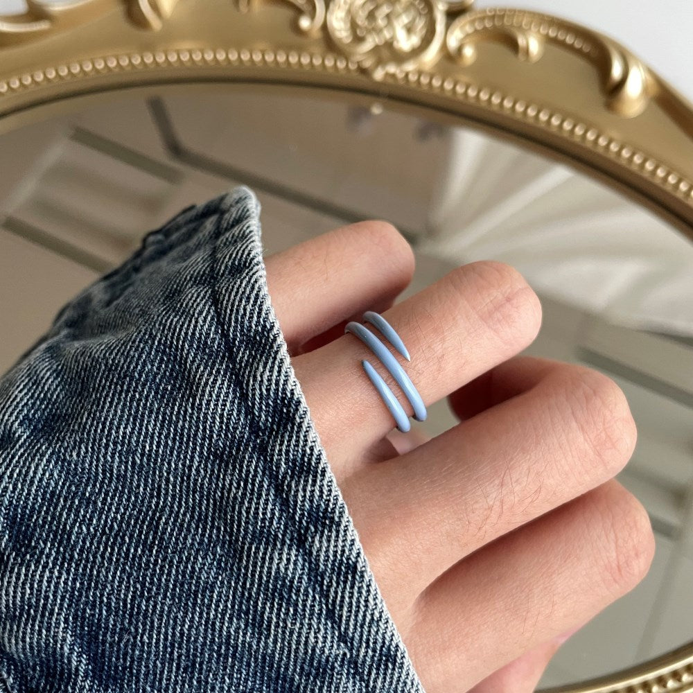 Silver Twisted Double Layer Bypass Ring