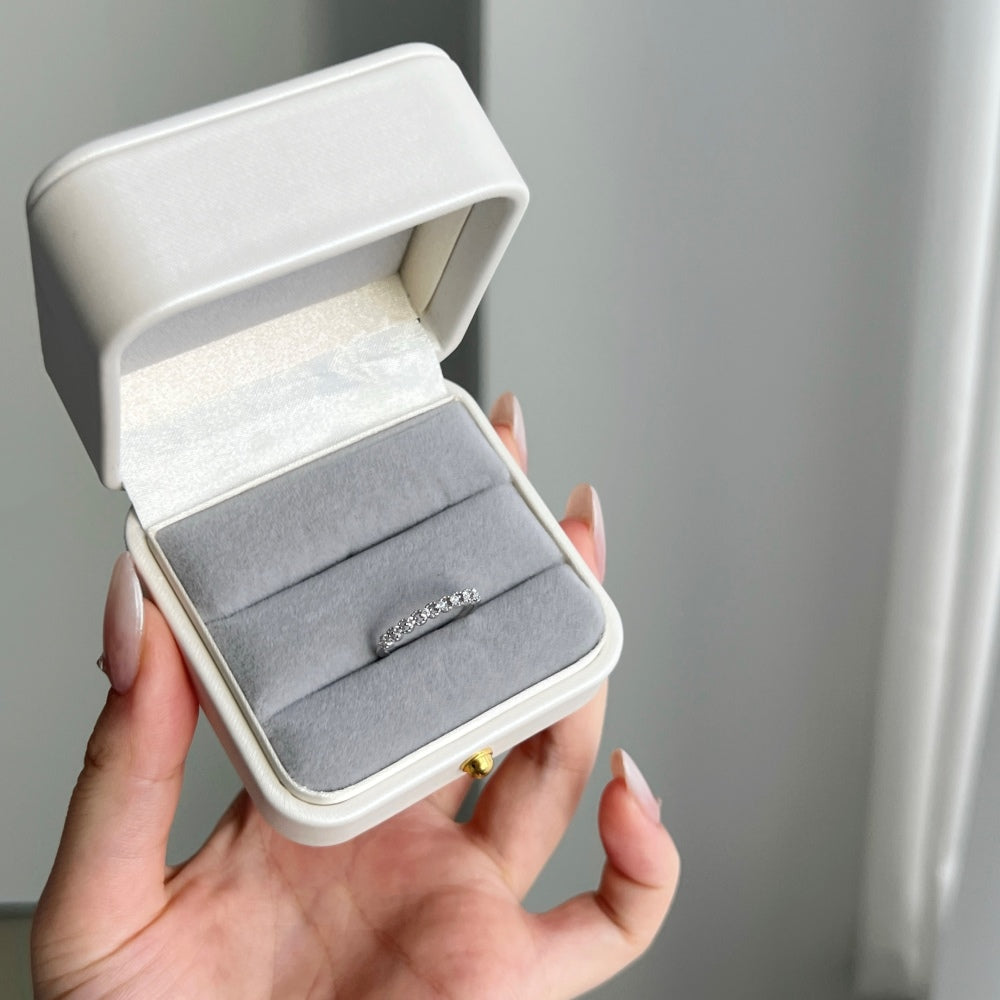 Silver Zircon Round Cut Dainty Eternity Ring