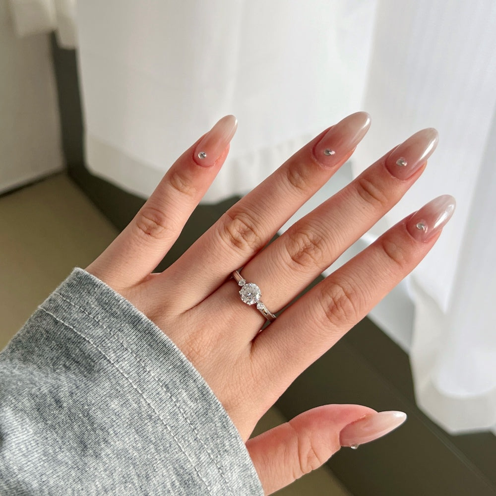 Silver Zircon Round Cut Multi Shape Solitaire Ring