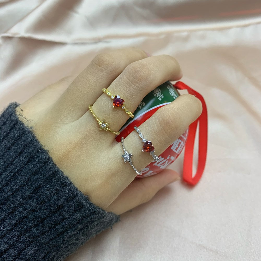 Silver Zircon Heart Cut Iced Solitaire Ring