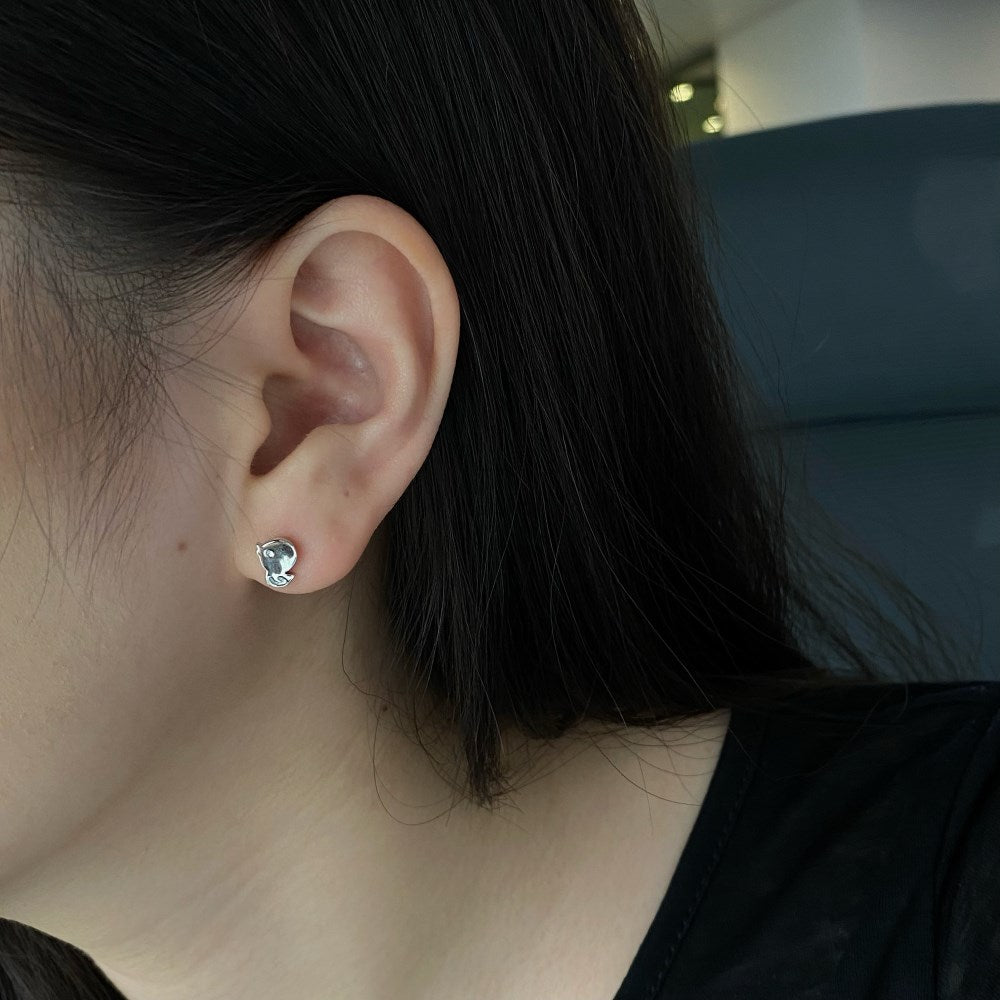Silver Duck Ear Studs