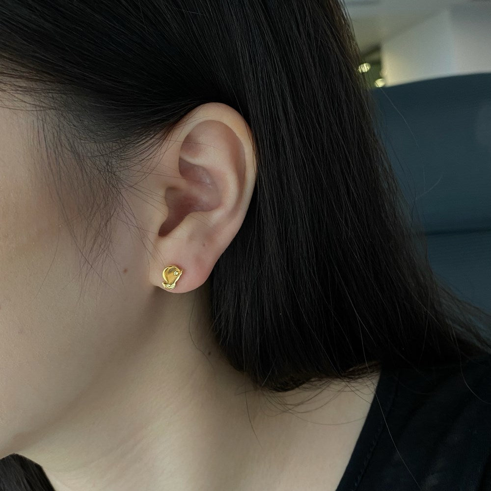 Silver Duck Ear Studs