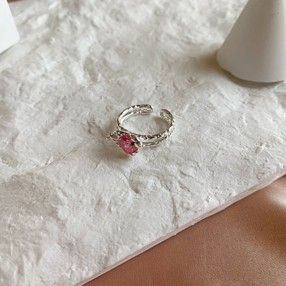 Silver Zircon Heart Cut Melted Dainty Ring