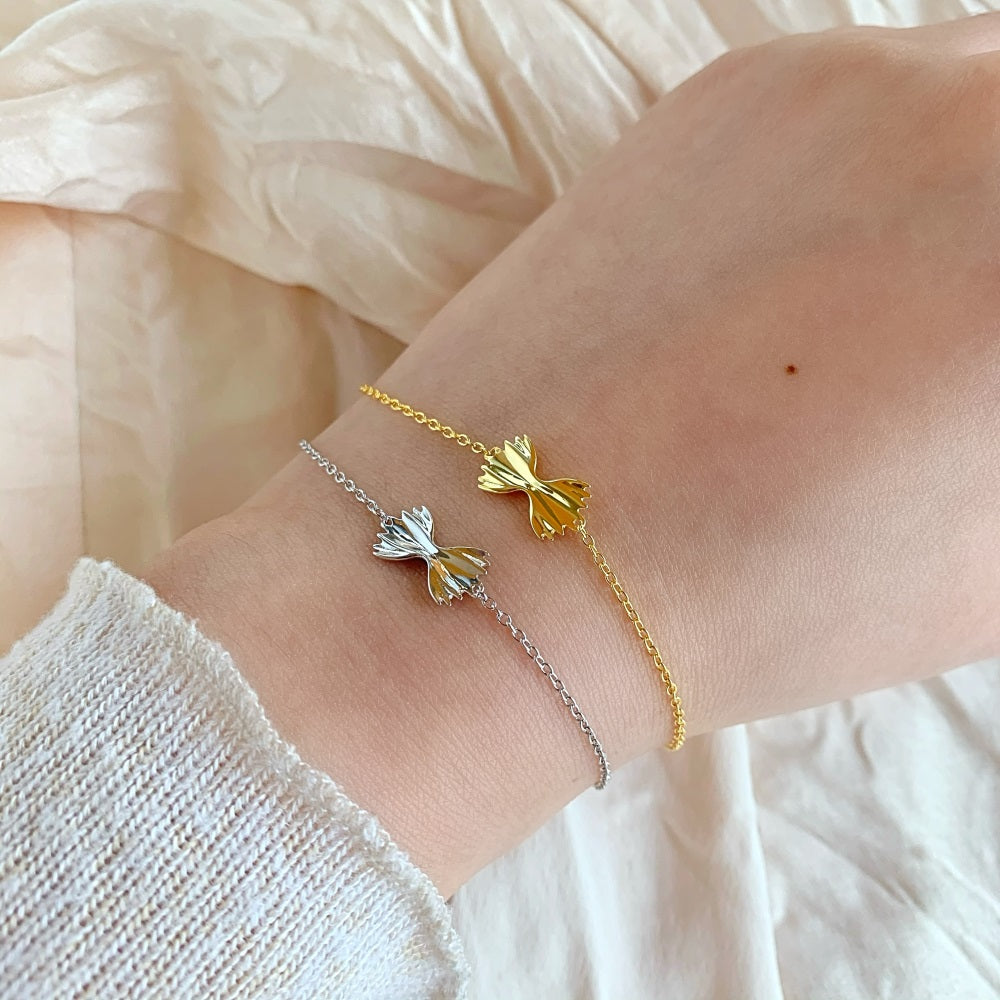 Silver Bow Chain Bracelet