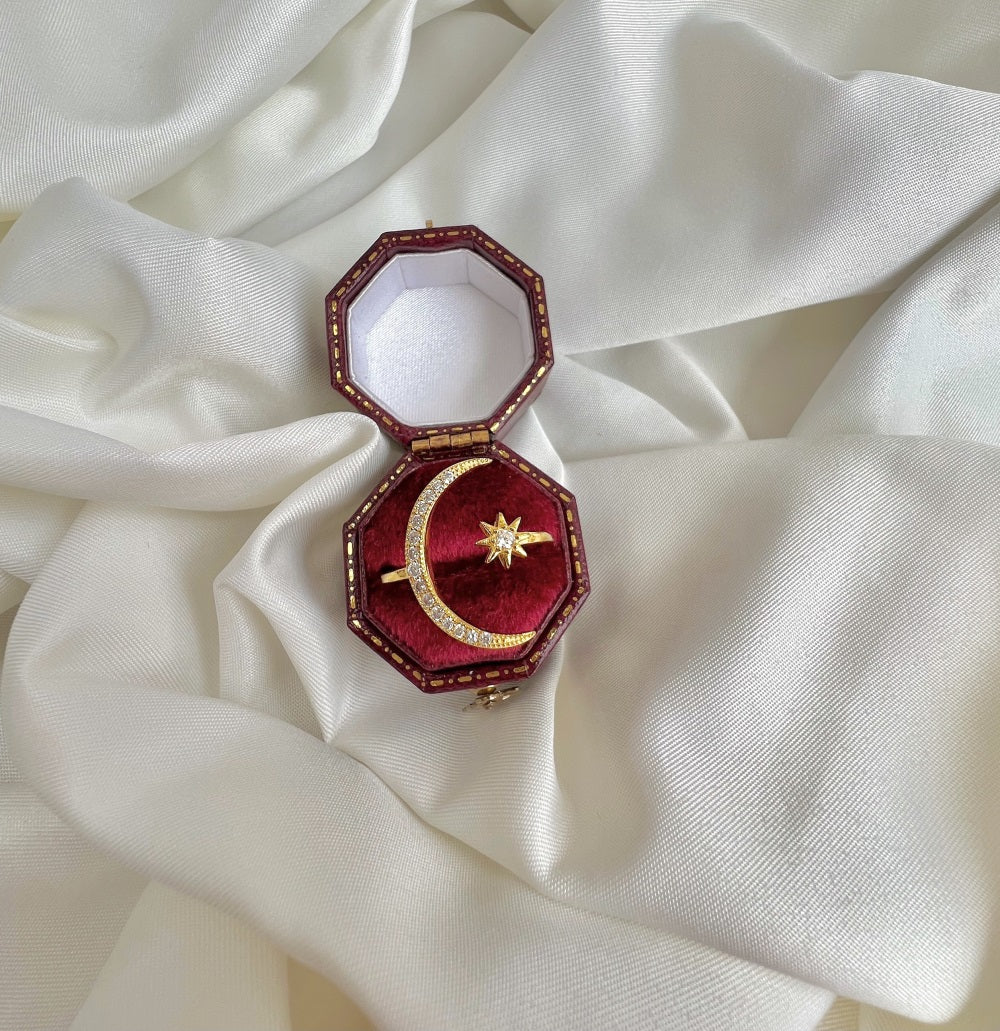 Silver Zircon Round Cut Open Crescent Bypass Ring