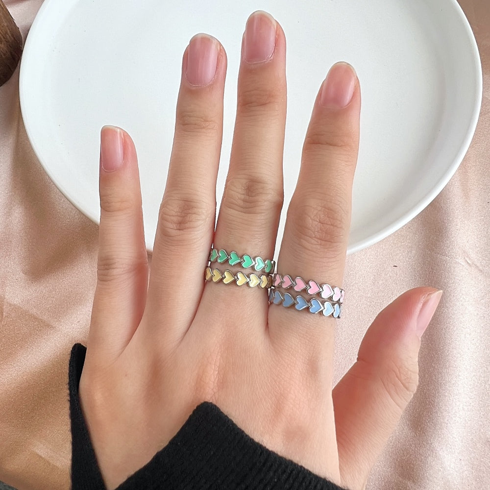 Silver Layered Heart Eternity Ring